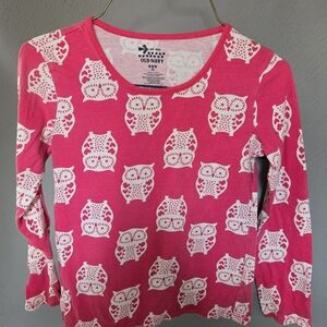 Old Navy Pink and White Owl Long Sleeve Tee